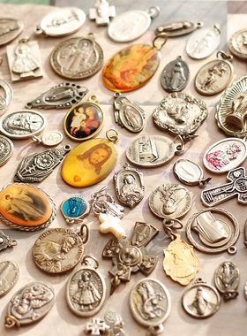 欧美国意大利进口antique男女中性风人像吊坠Vintage中古复古项链