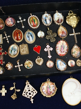 欧美进口antique中古董树脂人头像吊坠vintage复古男女项链