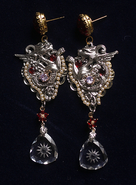 如意238飞龙|原创欧美琉璃铜金银中古耳环askew london风复古耳夹