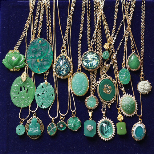 欧美回流祖母绿老琉璃项链项链