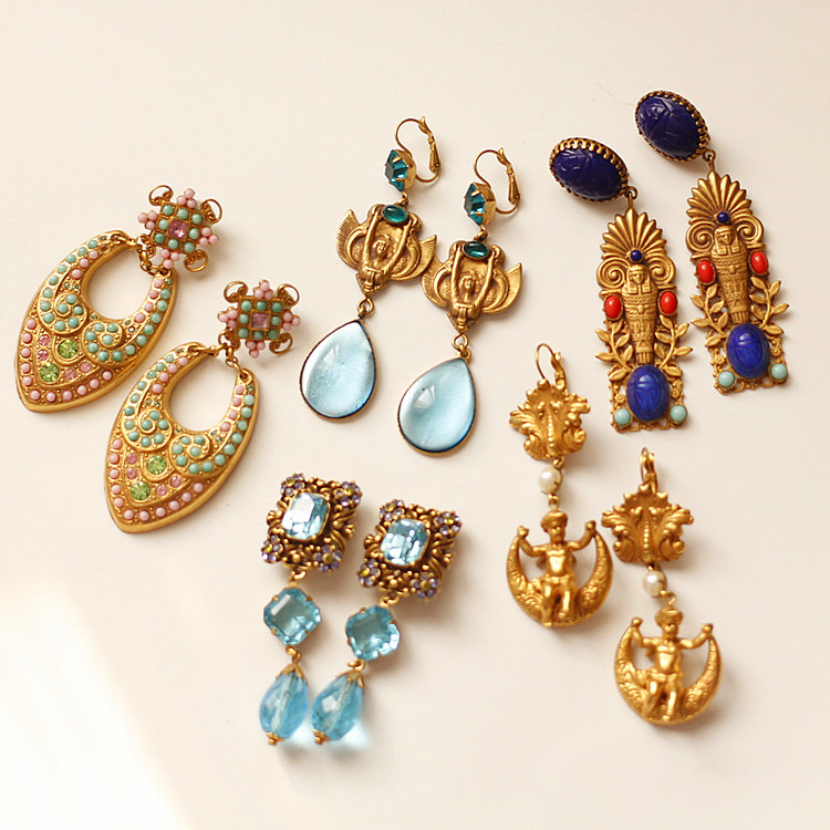 如意|askew london正品埃及天使女神铜镀金耳环耳夹中古艺术珠宝