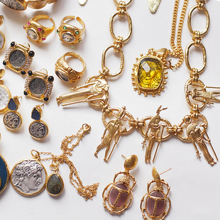 如意土耳其国宝艺术家中古钱币雕刻人像cameo耳环项链戒指vintage