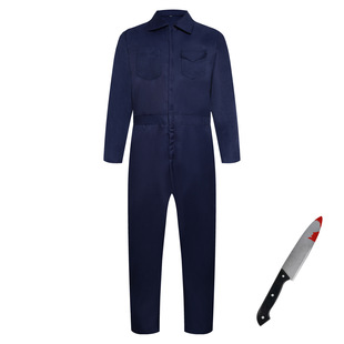 万圣节月光光心慌慌cos迈克尔迈尔斯衣服成人藏青色连体衣大码