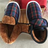 男女加绒居家防滑牛筋泡沫底学生包跟棉拖鞋 冬手工保暖布鞋 棉鞋