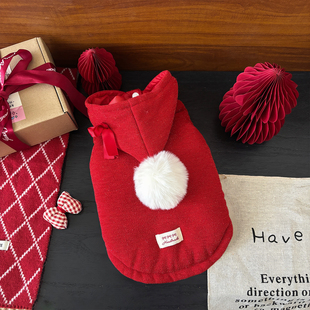 狗狗衣服红色冬装过年陪嫁喜庆马甲小型犬泰迪博美宠物猫咪背心