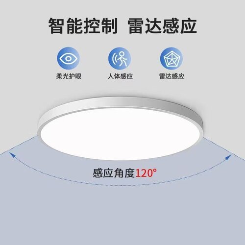 led雷达人体感应吸顶灯酒店楼道过道楼梯卫生间阳台声光控灯物业