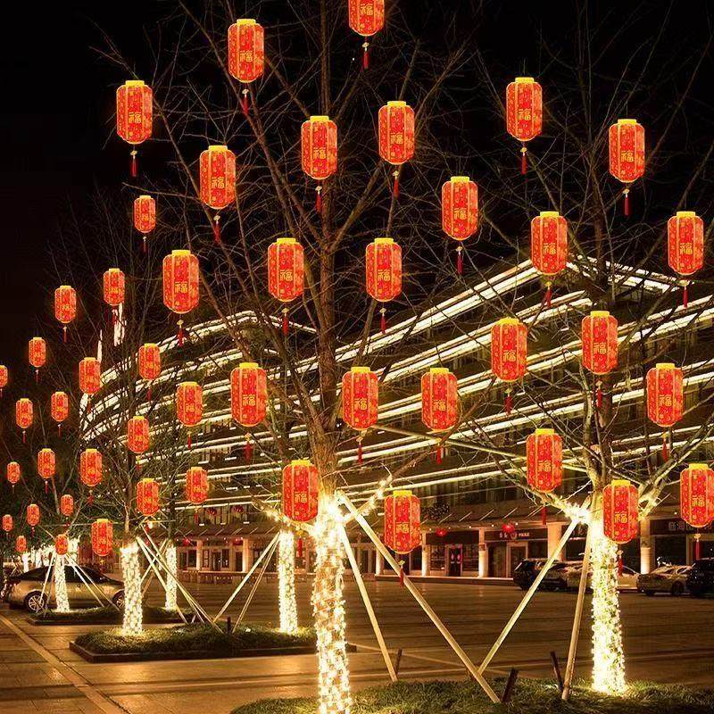 led防水新年八角红黄百福灯笼挂树灯笼小区亮化装饰灯工程景观灯