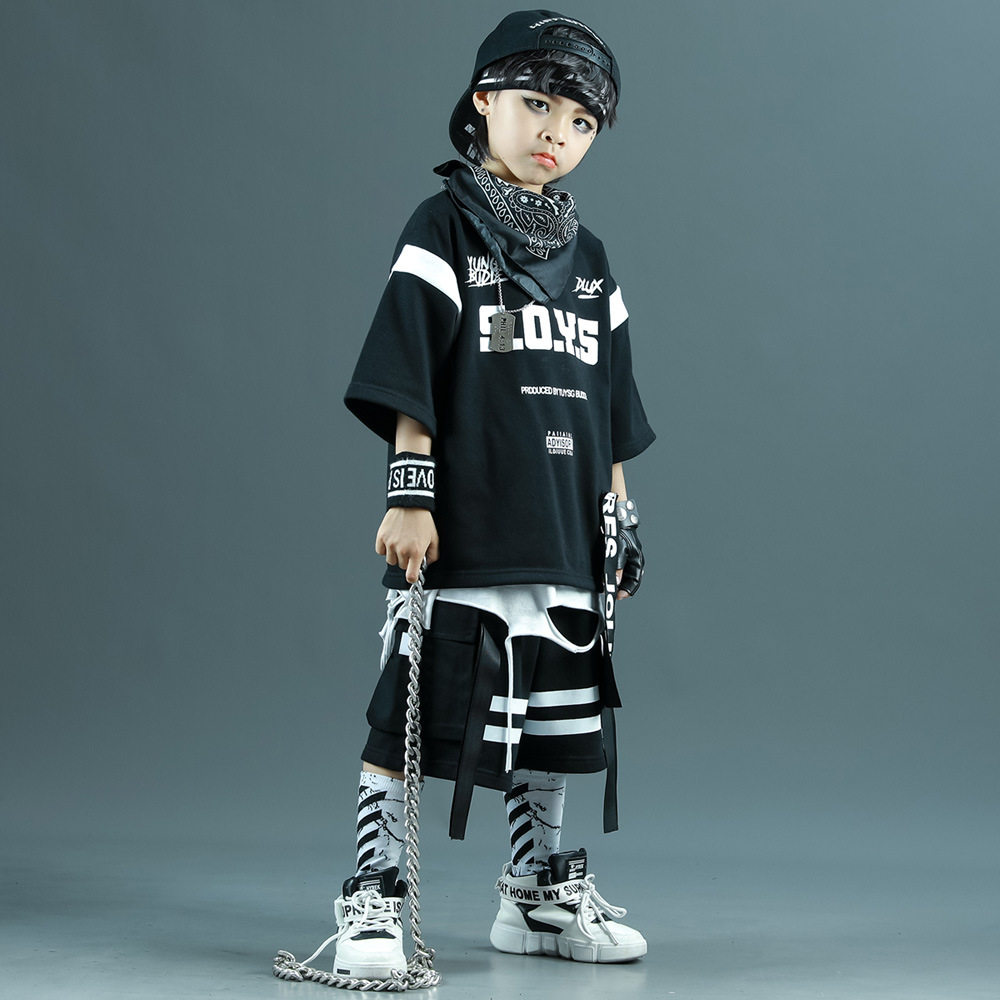 男孩架子鼓服装潮六一演出服潮宝走秀街舞儿童潮服hiphop嘻哈套装