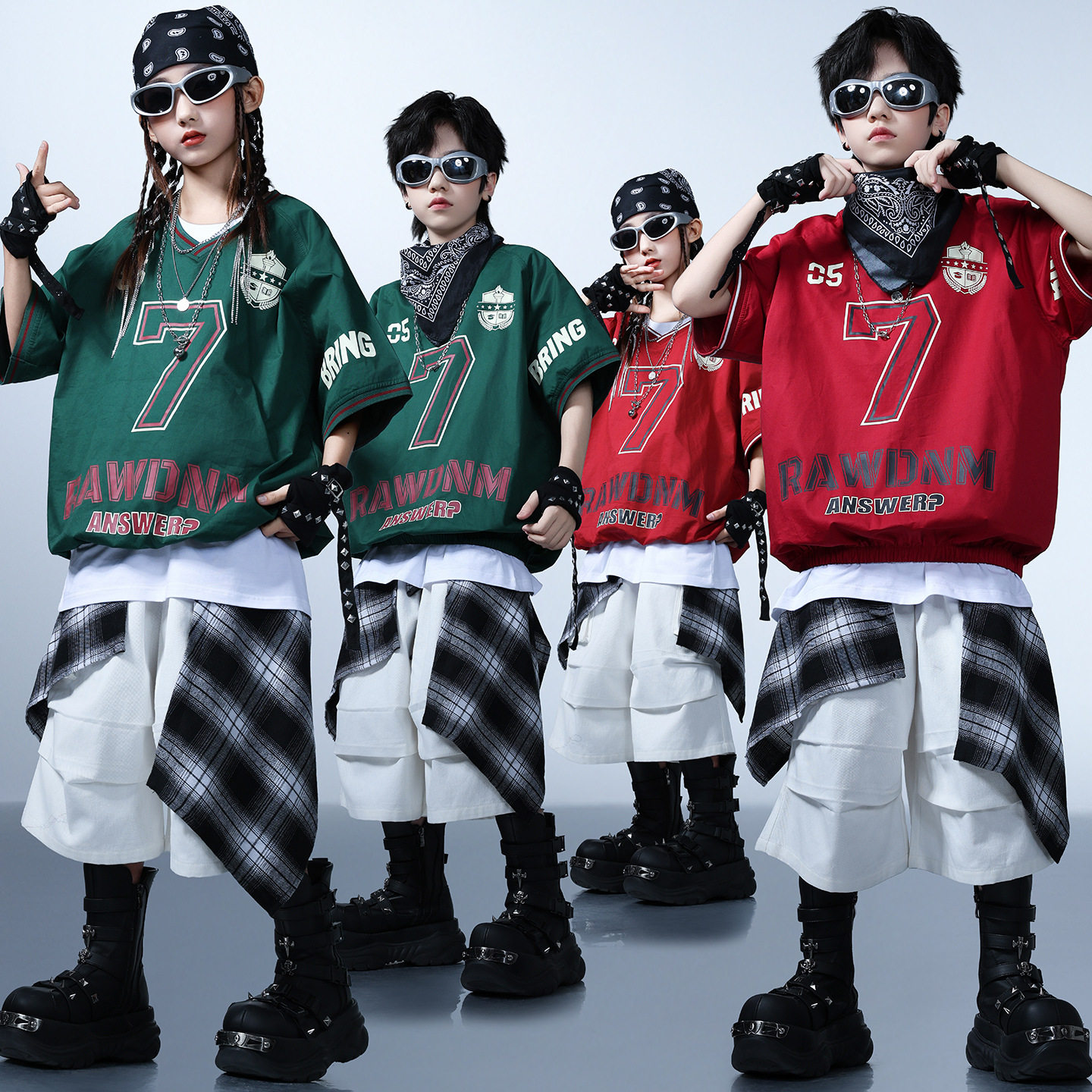 街舞嘻哈儿童演出服少儿hiphop男孩架子鼓表演服女生团体舞蹈套装