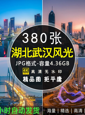 4K高清武汉风光建筑图片黄鹤楼长江大桥东湖樱花夜景照片JPG素材
