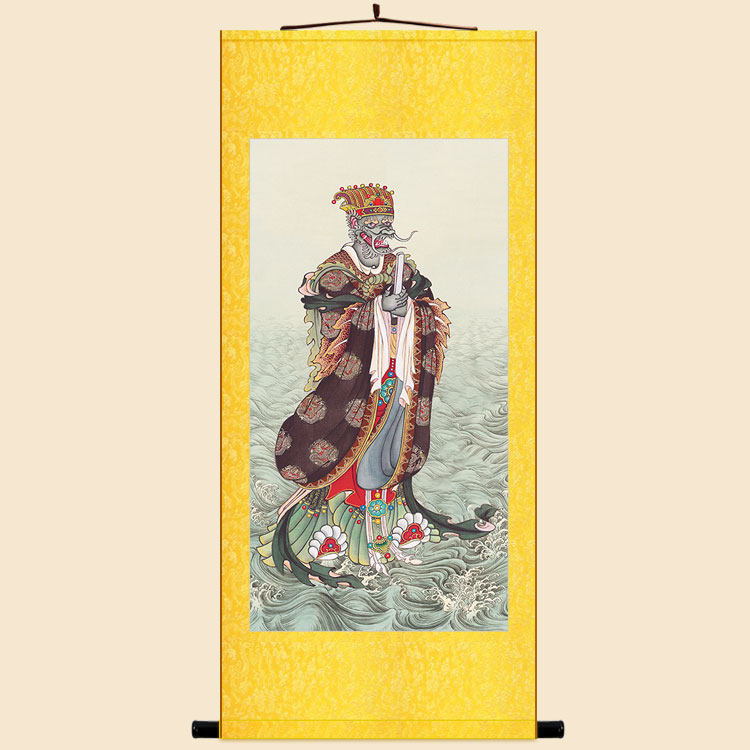龙王画像  佛堂道场水陆画绢布卷轴挂画 复古装饰画 来图定制订做