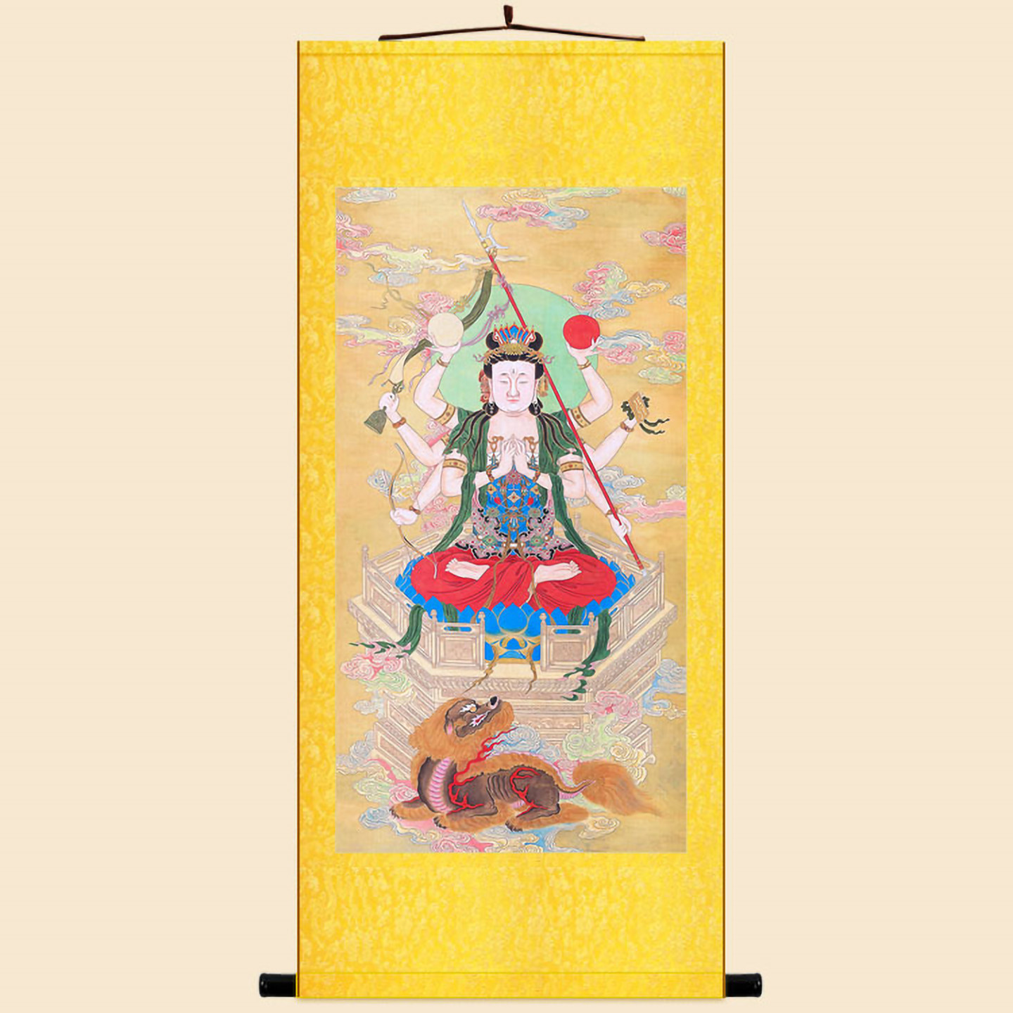 明清古画版 斗姆元君神像画水陆画 绢布卷轴挂画中式复古装饰画