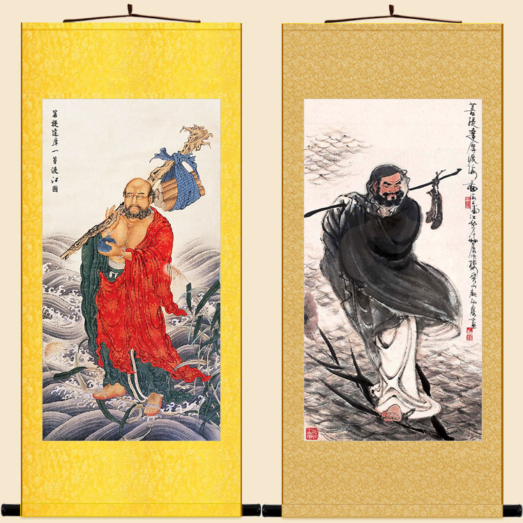 菩提达摩一苇渡江绢布订做画像