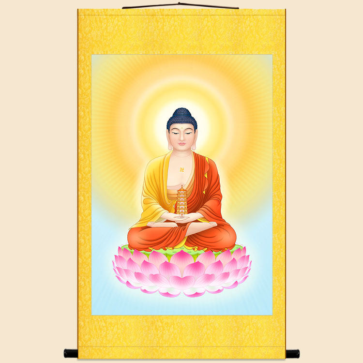 高清药师佛画像药师琉璃光如来佛祖佛像画客厅佛堂卷轴挂画装饰画