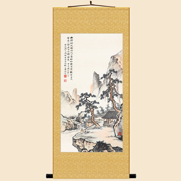 煮茶图人物画像 绢布卷轴挂画 茶馆茶庄茶文化复古装饰字画定制