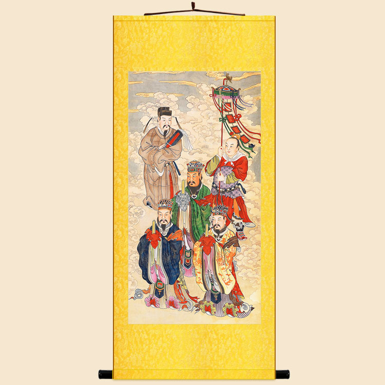 古画版三官大帝神像画卷轴