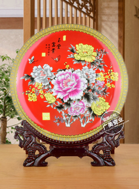 陶瓷玉堂红牡丹新中式风工艺品