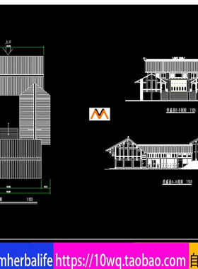 H4西南地区穿斗式四合院民居乡土古建筑古民居老宅CAD图纸测绘图