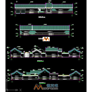 L529北京传统四合院CAD施工图全套垂花门影壁院圆门窗节点大样图