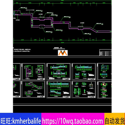 H127湿地公园景观长廊道景观木栈道步行道CAD施工图图纸结构详图