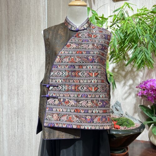 新中式香云纱无袖立领马甲女款