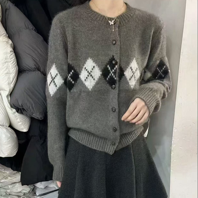 无品牌针织开衫圆领开衫