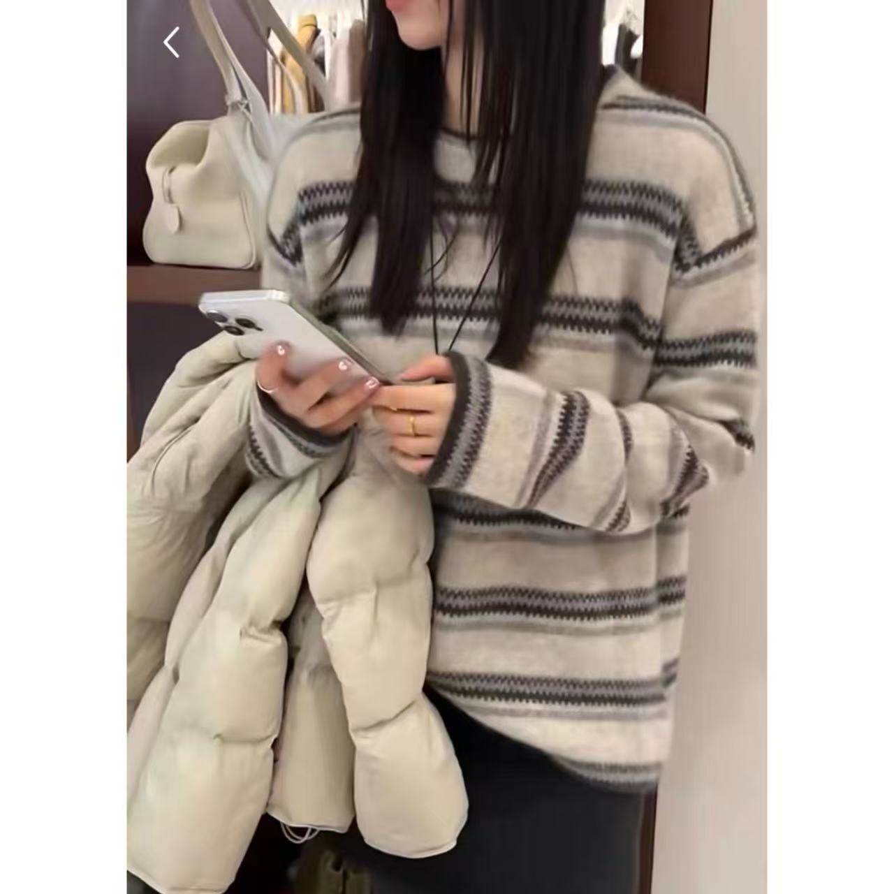 【条纹叙事本】韩系锯齿条纹慵懒风显瘦针织套头毛衣2522,女装/女士精品,短外套,淘宝优惠券,粉丝福利购,淘宝优惠卷