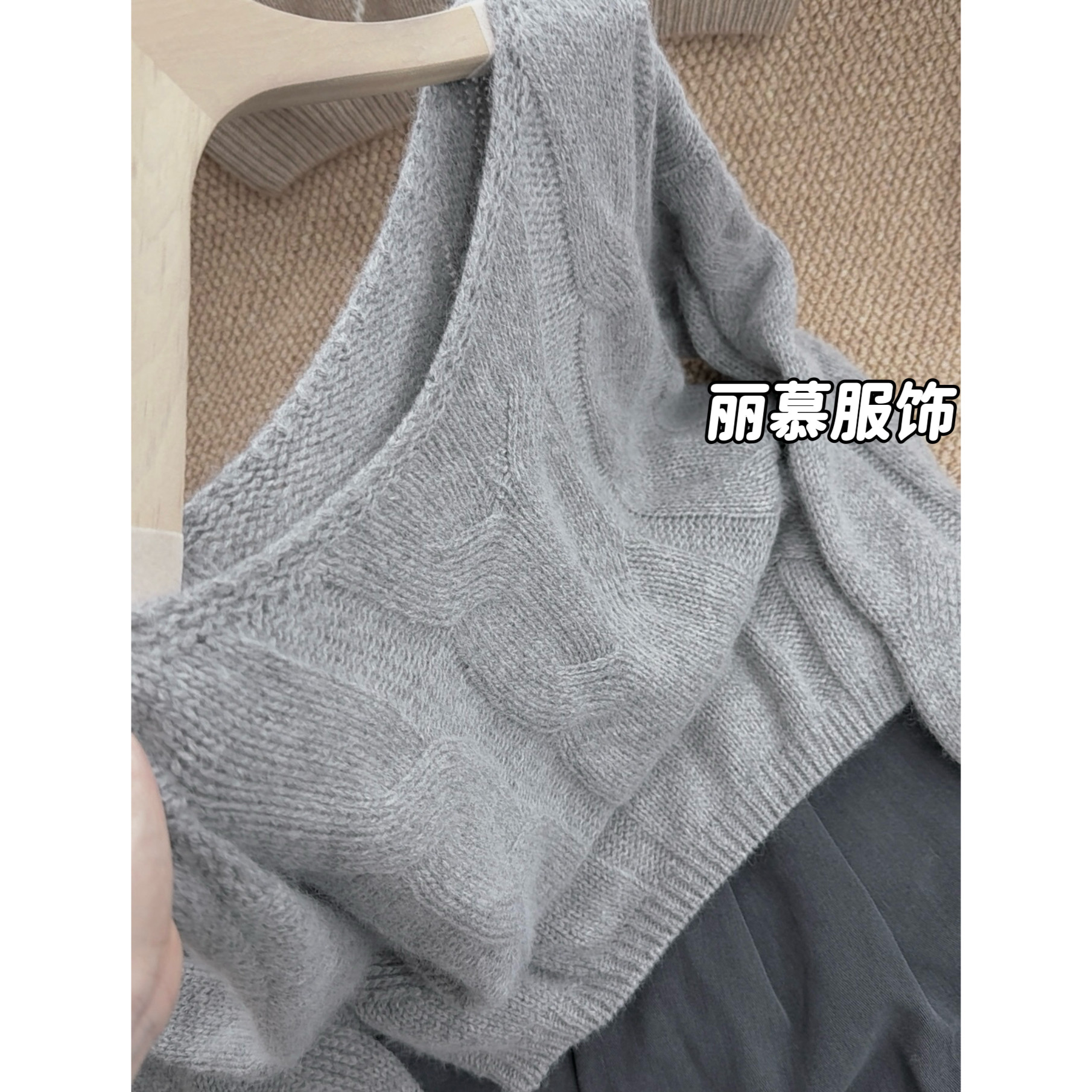 【莫妮卡绞花】纯色宽松大麻花慵懒风长袖秋季新款针织毛衣3165