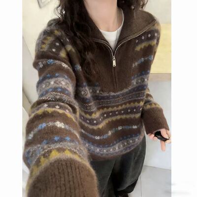 【繁星】半开拉链繁星四叶草费尔岛加厚针织衫毛衣2699