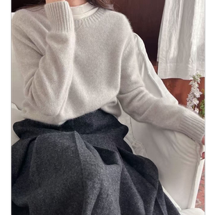 【极简风】纯色软糯毛感针织打底衫通勤可内搭毛衣2697