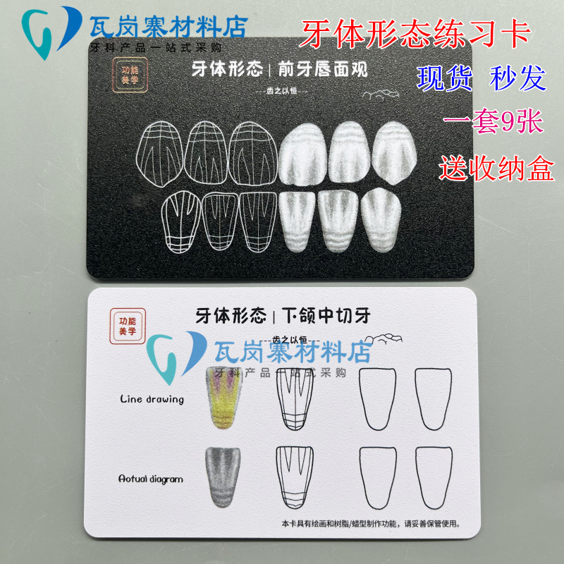 牙体形态练习卡 树脂蜡型练习卡 牙科口腔专用 医学/技工 现货