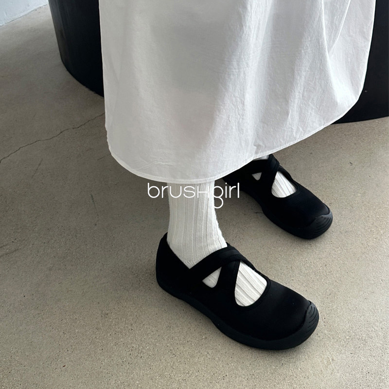 BRUSHGIRL东大门复古森系奶奶鞋韩代Chic软底舒适魔术贴单鞋女鞋