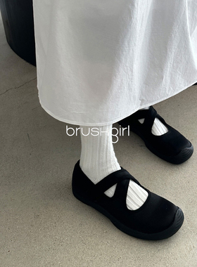 BRUSHGIRL东大门复古森系奶奶鞋韩代Chic软底舒适魔术贴单鞋女鞋