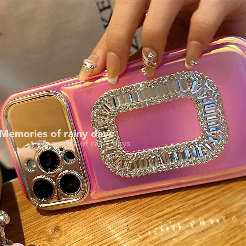 适用苹果14系列方扣水钻高档壳