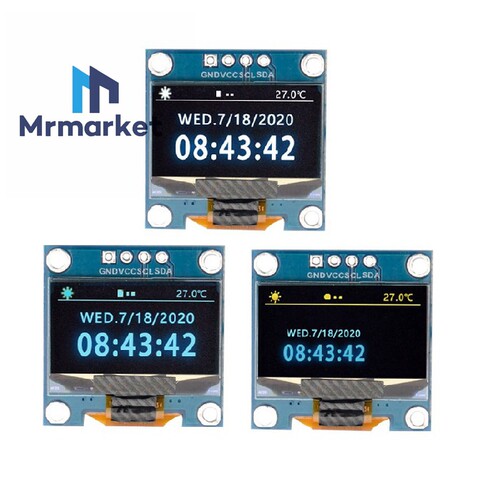 新款 4针 0.96寸OLED SSD1315驱动 IIC 模块 白色/蓝色/双色显示
