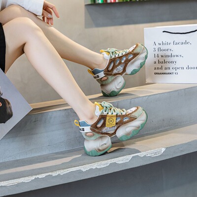 6616-5网面内增高老爹鞋女2024春夏新款百搭韩版厚底老爹鞋学生休