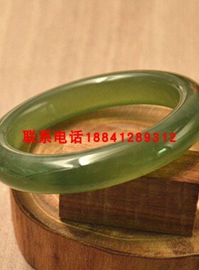 岫玉圆条手镯冰绿深绿一物一图