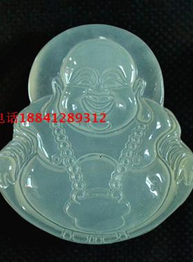 天然岫玉挂件冰种绿色弥勒佛吊坠