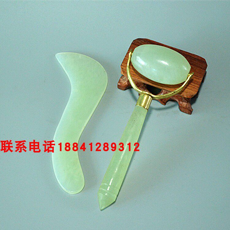 天然玉石滚轮推脸美容器岫玉单头脸部眼部按摩器刮痧板