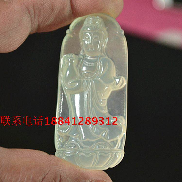 天然玉石颈饰观音菩萨像岫玉挂件观音佛像男士吊坠