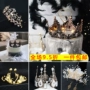 Bánh sinh nhật Trang trí vương miện Retro Black Crown Đảng Trang trí bánh trang trí Baroque Vương miện nhỏ Mũ - Trang trí nội thất trang tri nha dep