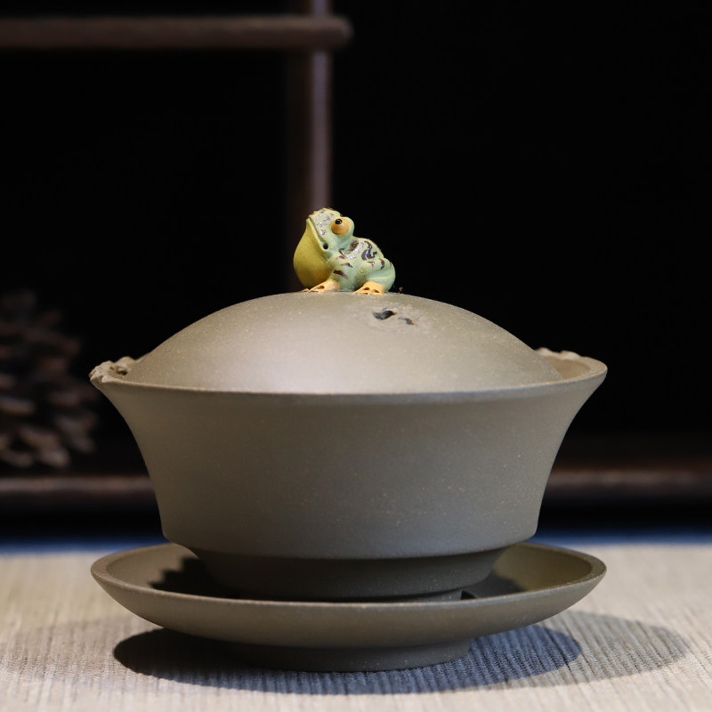 宜兴精品紫砂盖碗名家徐海龙手工青蛙盖碗三才碗茶杯功夫茶具在类目 餐饮具, 茶具, 盖碗中 - 来自Buy2taobao.com提供专业的淘宝代购服务