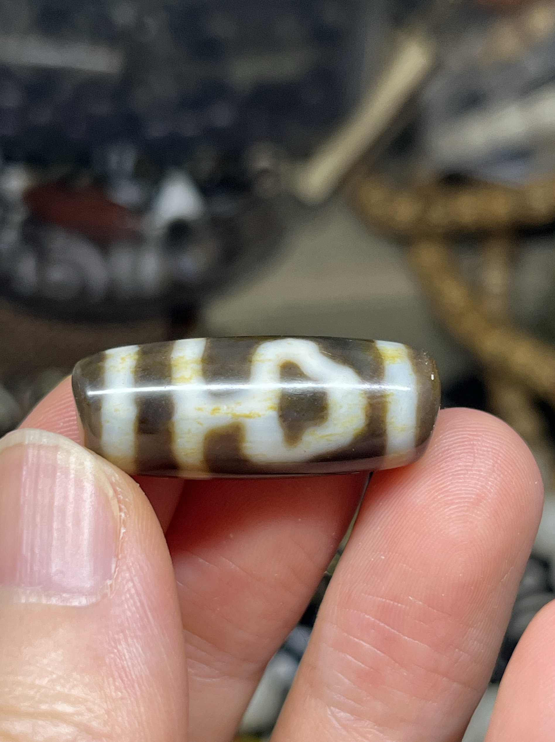 精品藏传菩提叶天珠包浆油润正品吊坠挂件