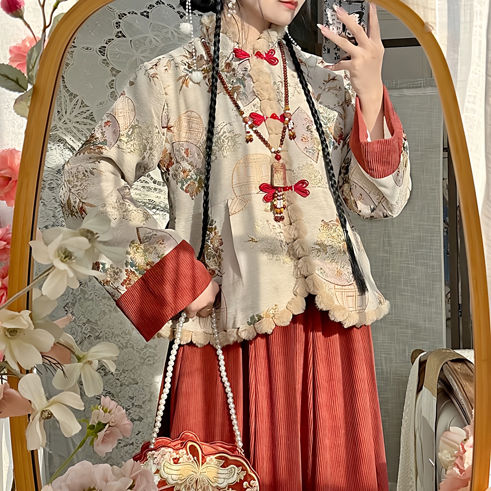 原创汉服女2025春秋冬日常中式国风加绒短袄改良旗袍八破裙款套装,女装/女士精品,汉服套装,淘宝优惠券,粉丝福利购,淘宝优惠卷