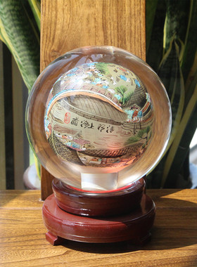 水晶中式鲁派纯手工内画球茶叶罐