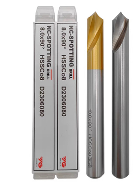 韩国养志园YG含钴HSSCo8镀钛90度120度直柄定心倒角钻D2306