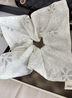 韩系2025新款花朵花瓣方巾大肠发圈白色蕾丝高级感扎头发头绳女