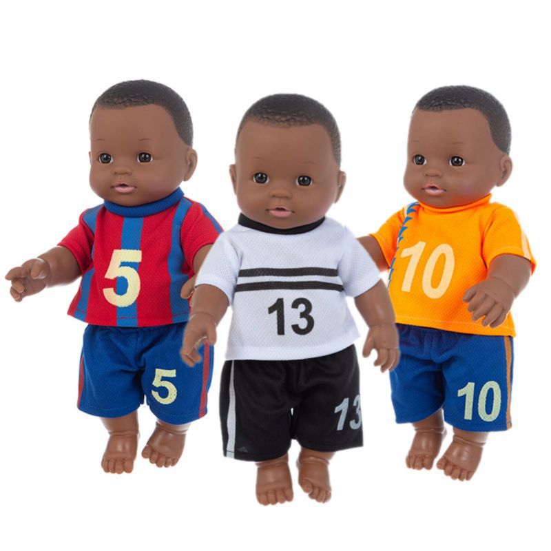 仿真男孩黑娃娃女孩黑人玩具人偶30厘米洋娃娃幼儿园角色区过家家