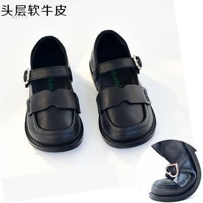 春秋头层牛皮女童休闲英伦风皮鞋