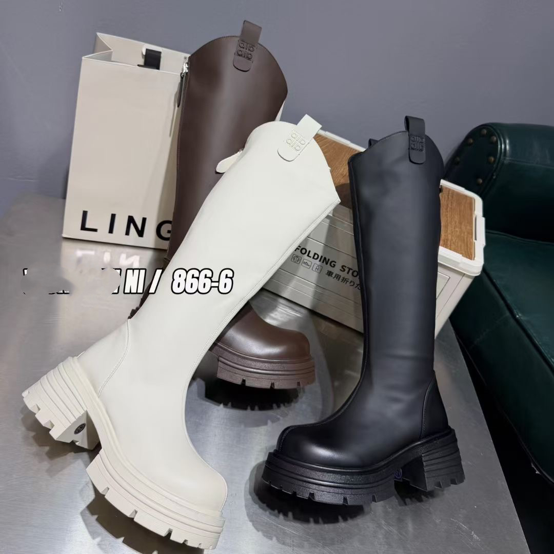 欧货时尚高筒靴女爆款厚底长筒靴增高秋冬季新款显瘦不过膝骑士靴